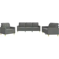 Syfax Ensemble de canapés 3 pcs avec coussins Gris foncé Tissu