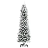 Syfax Sapin de Noël artificiel mince avec neige floquée 120 cm PVC/PE