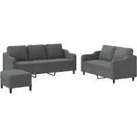Syfax Ensemble de canapés 3 pcs avec coussins Gris foncé Tissu