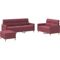 vidaXL Ensemble de canapés 3 pièces avec coussins vin rouge Tissu