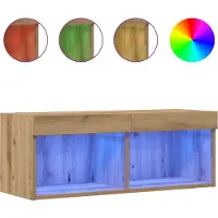 Syfax Ensemble meuble TV avec LED chêne artisanal 80 x 30 x 30 cm