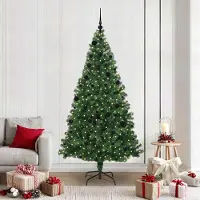 vidaXL 2025 cloris Arbre de Noël artificiel avec 300 LED avec support Vert 210 cm - Arbres de Noël artificiels Sale4826331 2parcel