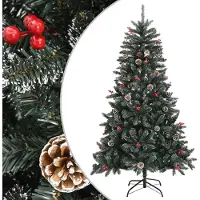 Syfax Sapin de Noël artificiel avec support Vert 150 cm PVC