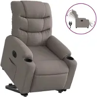 Syfax Fauteuil inclinable électrique taupe tissu