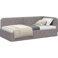 Syfax Cadre de lit d'angle Taupe 100 x 200 cm tissu