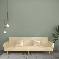 Prolenta Maison Exclusive - Canapé-lit 2 places, couleur crème, revêtement en tissu