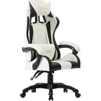 Syfax Fauteuil de jeux vidéo Blanc Similicuir