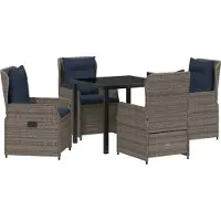 Syfax Ensemble de salle à manger pour jardin 5 pcs Gris Poly rotin