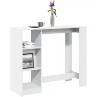 Prolenta Maison Exclusive - Table de bar avec étagère Blanc 124x46x103,5 cm Matériau dérivé du bois
