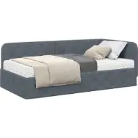 Syfax Cadre de lit d'angle Gris foncé 90 x 200 cm Velours