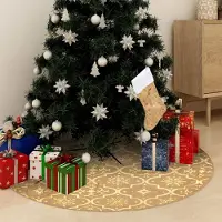 Prolenta Maison Exclusive - Jupe de sapin de Noël de luxe avec chaussette Jaune 90 cm Tissu