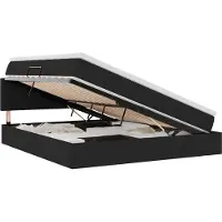 Syfax Lit de rangement LED avec matelas Noir 180 x 200 cm Tissu