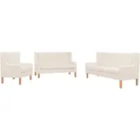 Syfax Ensemble de canapés 3 pcs tissu blanc crème