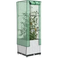 Prolenta Maison Exclusive - Potager surélevé avec serre intégrée, aspect rotin, 40 x 40 x 139 cm