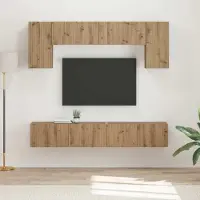 Prolenta Meuble TV exclusif - Ensemble de 5 pièces en béton gris, fabriqué en panneaux de particules