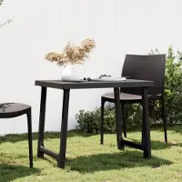 The Living Store Table de camping anthracite 79x56x64 cm PP aspect bois