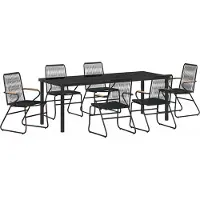 Syfax Ensemble de salle à manger pour jardin 7 pcs Noir