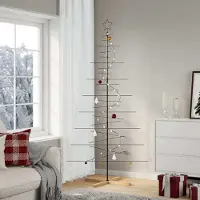 Prolenta Arbre de Noël en métal, design exclusif, avec support en bois noir, 210 cm