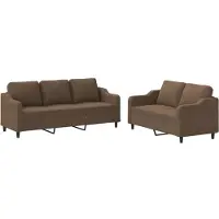 Syfax Ensemble de canapés 2 pcs avec coussins Marron Tissu