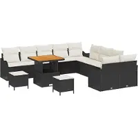 Syfax Ensemble de canapé de jardin 13 pcs Noir polyrotin