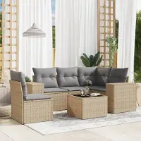 Prolenta Maison Exclusive - Salon de jardin avec coussins 6 pcs beige résine tressée