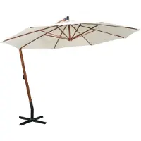 Prolenta Maison Exclusive - Parasol à pied déporté 350 cm Mât en bois Blanc