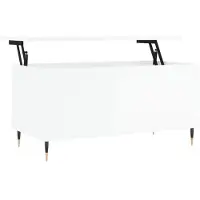 Syfax Table basse Blanc brillant 90x44,5x45 cm Bois d'ingénierie
