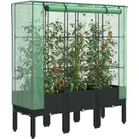 Prolenta Maison Exclusive - Potager surélevé avec serre intégrée aspect rotin 120x40x140 cm
