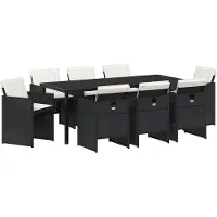 Syfax Ensemble de salle à manger pour jardin 9 pcs Noir polyrotin