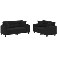 Syfax Ensemble de canapés 2 pcs avec coussins Noir Tissu microfibre