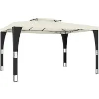 Syfax Tonnelle à double toit crème 3,98x2,98 m acier