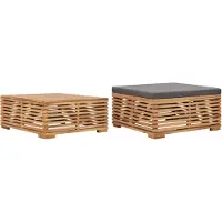 Prolenta Maison Exclusive - Table et repose-pied de jardin coussin gris foncé Bois de teck