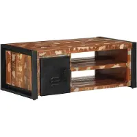 Syfax Table basse multicolore 90x50x36 cm bois de récupération massif