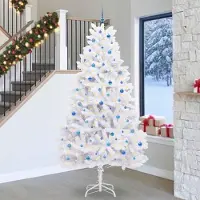 Prolenta Arbre de Noël blanc pliable, de qualité supérieure, 270 cm, en PVC et en acier