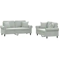Syfax Ensemble de canapés 2 pcs avec coussins gris clair velours