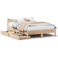 Prolenta Maison Exclusive - Cadre de lit avec tiroirs 135x190 cm Bois de pin massif