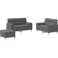 Syfax Ensemble de canapés 3 pcs coussins gris foncé tissu