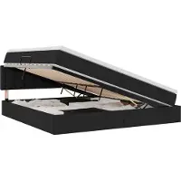 Syfax Lit de rangement LED avec matelas Noir 200 x 200 cm Tissu