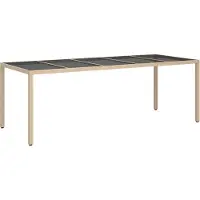 Syfax Table de Jardin Beige 250 x 100 x 75 cm polyrotin
