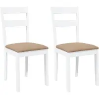 Syfax Chaises à manger coussins 2 pcs blanc bois massif caoutchouc