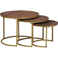 Syfax Tables basses gigognes 3 pcs Bois de mangue massif et acier