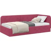 Syfax Cadre de lit d'angle Bordeaux 90 x 190 cm Velours