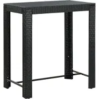 Syfax Table de bar de jardin noire 100x60,5x110,5 cm Poly rotin