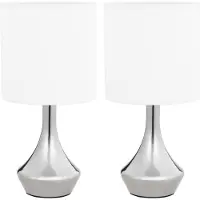 Syfax Lampes de table 2 pcs Bouton tactile Blanc E14