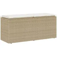 Syfax Banc de jardin avec coussin beige 110x40x44 cm résine tressée