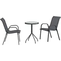 Syfax Ensemble bistro de jardin 3 pcs Gris Acier