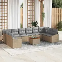 Prolenta Maison Exclusive - Ensemble de canapé de jardin 11 pcs Beige et Gris clair