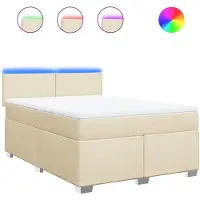 Syfax Sommier à lattes de lit avec matelas Crème 140x190 cm Tissu