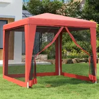 Prolenta Maison Exclusive - Tente de réception avec 4 parois latérales en filet, rouge, 2,5 x 2,5 m, HDPE