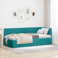 Prolenta Maison Exclusive - Cadre de lit d'angle avec tête de lit turquoise 90 cm x 200 cm, velours